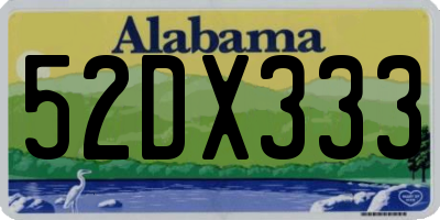 AL license plate 52DX333