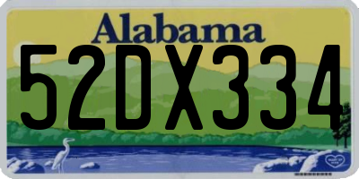 AL license plate 52DX334