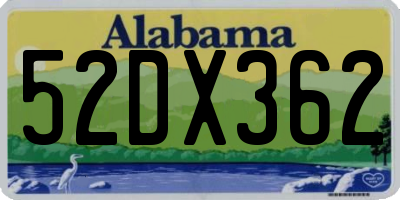 AL license plate 52DX362