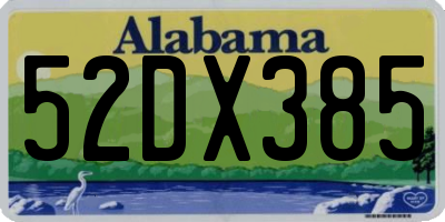AL license plate 52DX385