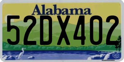 AL license plate 52DX402