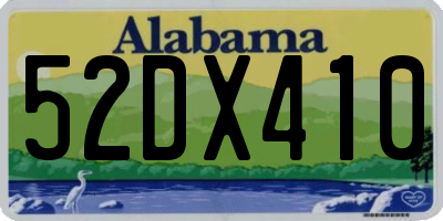 AL license plate 52DX410