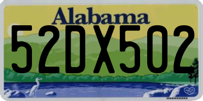AL license plate 52DX502
