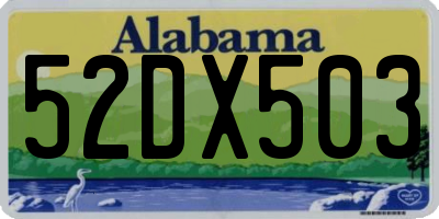 AL license plate 52DX503