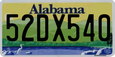AL license plate 52DX540