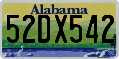 AL license plate 52DX542