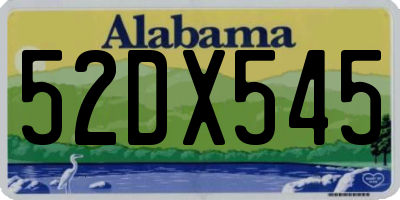 AL license plate 52DX545