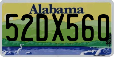 AL license plate 52DX560