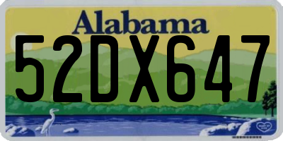 AL license plate 52DX647