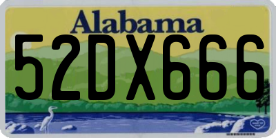 AL license plate 52DX666
