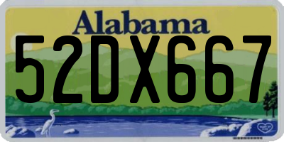 AL license plate 52DX667