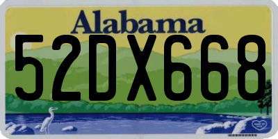 AL license plate 52DX668