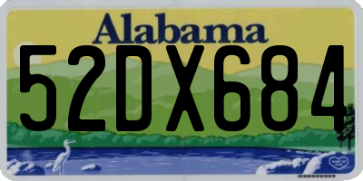 AL license plate 52DX684