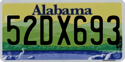 AL license plate 52DX693