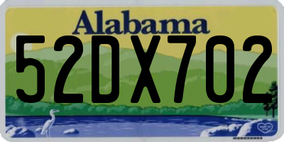 AL license plate 52DX702