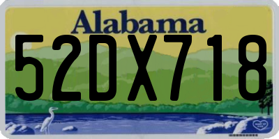 AL license plate 52DX718