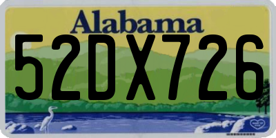 AL license plate 52DX726