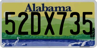 AL license plate 52DX735