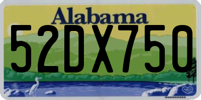 AL license plate 52DX750