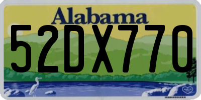 AL license plate 52DX770