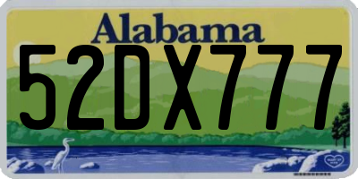 AL license plate 52DX777