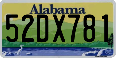 AL license plate 52DX781