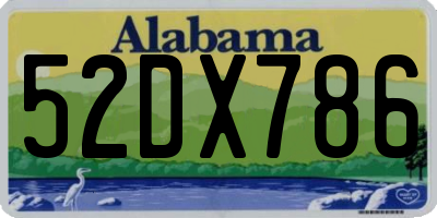 AL license plate 52DX786