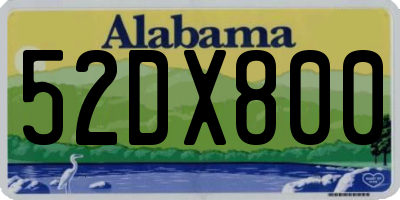 AL license plate 52DX800