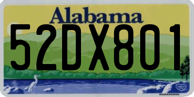 AL license plate 52DX801