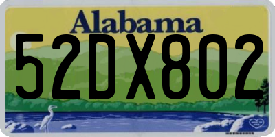 AL license plate 52DX802