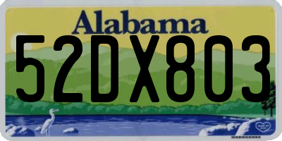 AL license plate 52DX803