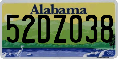 AL license plate 52DZ038