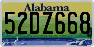 AL license plate 52DZ668
