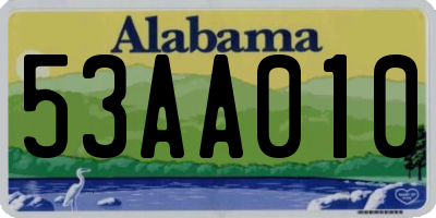 AL license plate 53AA010