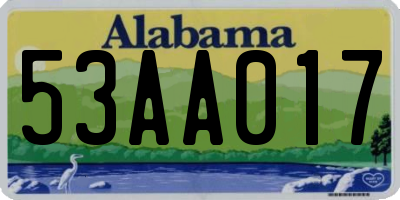 AL license plate 53AA017