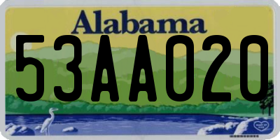 AL license plate 53AA020