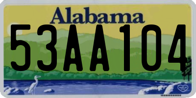 AL license plate 53AA104