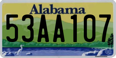 AL license plate 53AA107