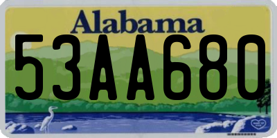 AL license plate 53AA680
