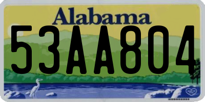 AL license plate 53AA804