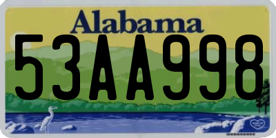 AL license plate 53AA998