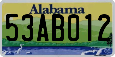AL license plate 53AB012