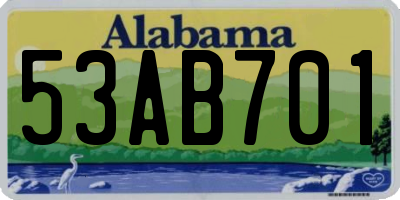 AL license plate 53AB701