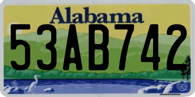 AL license plate 53AB742
