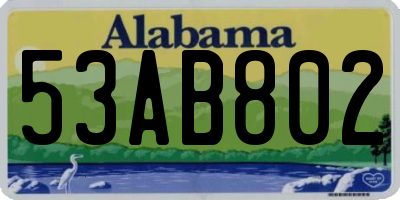 AL license plate 53AB802