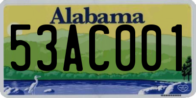 AL license plate 53AC001