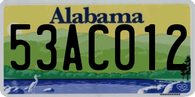 AL license plate 53AC012