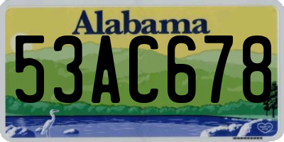 AL license plate 53AC678
