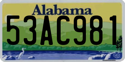 AL license plate 53AC981