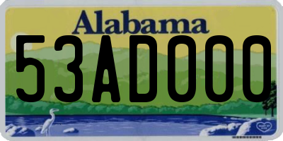 AL license plate 53AD000